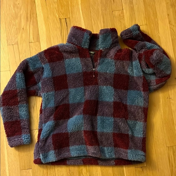 Eddie Bauer Blue and Red Fleece Jacket - Picture 1 of 3